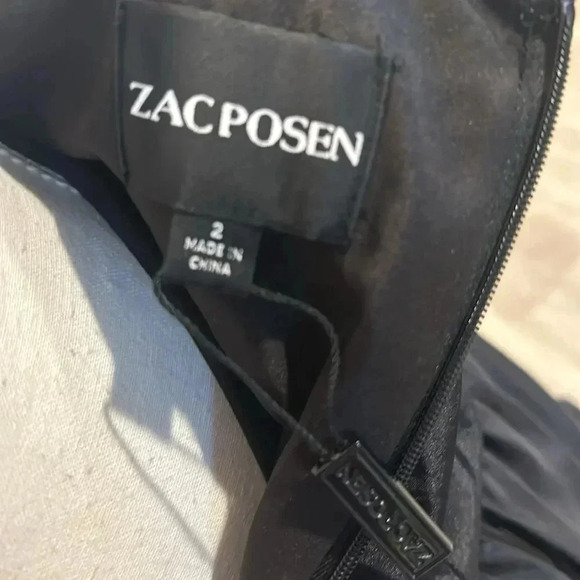 Zac Posen FLORAL APPLIQUE DRESS Black Mini Dress With Flower, Size 2 Brand New - Picture 12 of 12